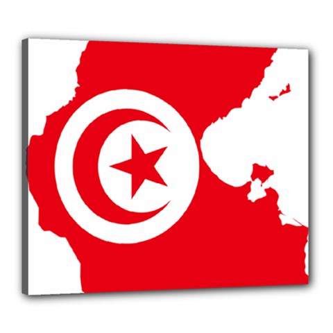 Tunisia Flag Map Geography Outline Canvas 24  x 20  (Stretched)