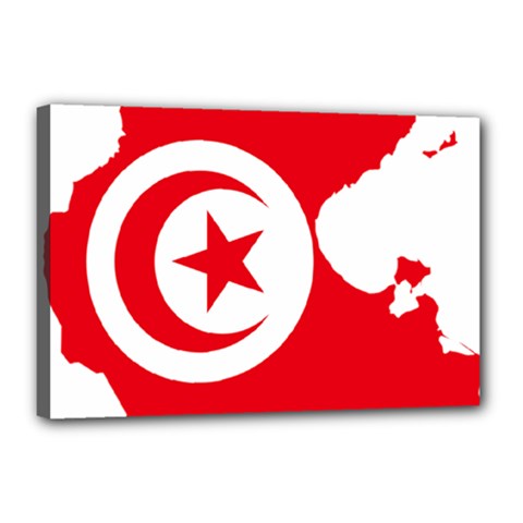 Tunisia Flag Map Geography Outline Canvas 18  x 12  (Stretched)