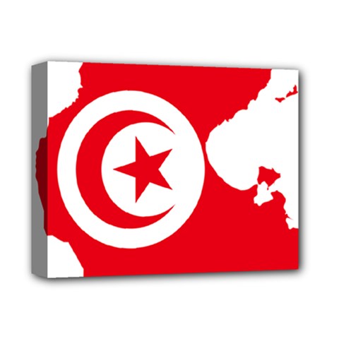 Tunisia Flag Map Geography Outline Deluxe Canvas 14  x 11  (Stretched)