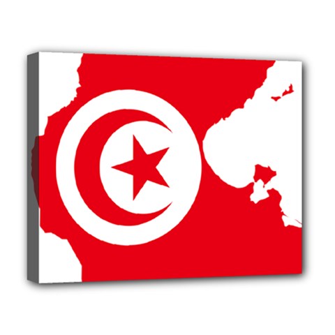 Tunisia Flag Map Geography Outline Deluxe Canvas 20  x 16  (Stretched)