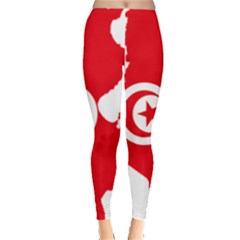 Tunisia Flag Map Geography Outline Leggings  by Sapixe