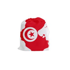 Tunisia Flag Map Geography Outline Drawstring Pouch (Small)