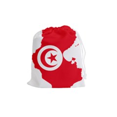 Tunisia Flag Map Geography Outline Drawstring Pouch (medium) by Sapixe