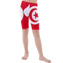 Tunisia Flag Map Geography Outline Kids  Mid Length Swim Shorts by Sapixe