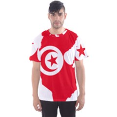 Tunisia Flag Map Geography Outline Men s Sports Mesh Tee