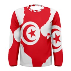 Tunisia Flag Map Geography Outline Men s Long Sleeve Tee