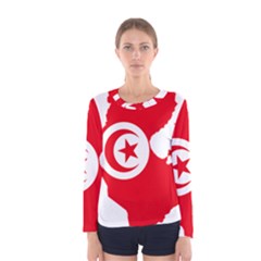Tunisia Flag Map Geography Outline Women s Long Sleeve Tee