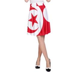 Tunisia Flag Map Geography Outline A-Line Skirt