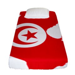 Tunisia Flag Map Geography Outline Fitted Sheet (Single Size)