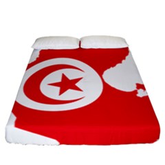 Tunisia Flag Map Geography Outline Fitted Sheet (California King Size)