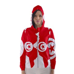 Tunisia Flag Map Geography Outline Women s Hooded Windbreaker