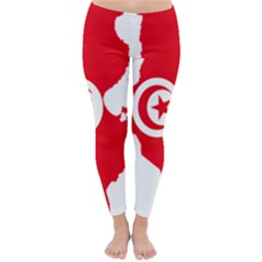 Tunisia Flag Map Geography Outline Classic Winter Leggings