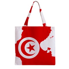 Tunisia Flag Map Geography Outline Zipper Grocery Tote Bag