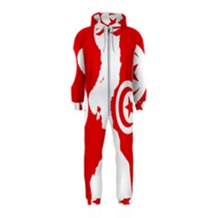 Tunisia Flag Map Geography Outline Hooded Jumpsuit (Kids)