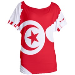 Tunisia Flag Map Geography Outline Women s Oversized Tee
