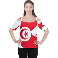 Tunisia Flag Map Geography Outline Cutout Shoulder Tee