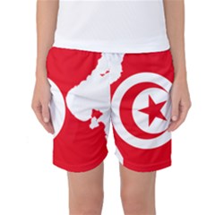 Tunisia Flag Map Geography Outline Women s Basketball Shorts by Sapixe