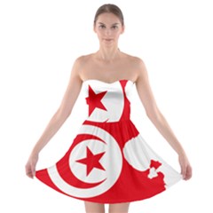 Tunisia Flag Map Geography Outline Strapless Bra Top Dress