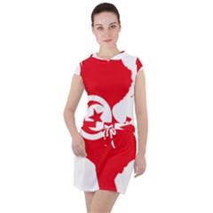 Tunisia Flag Map Geography Outline Drawstring Hooded Dress