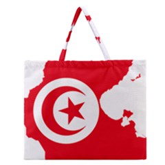 Tunisia Flag Map Geography Outline Zipper Large Tote Bag