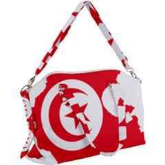 Tunisia Flag Map Geography Outline Canvas Crossbody Bag