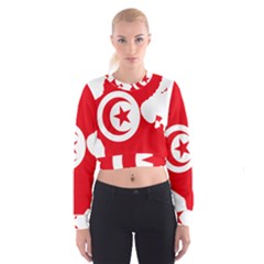 Tunisia Flag Map Geography Outline Cropped Sweatshirt