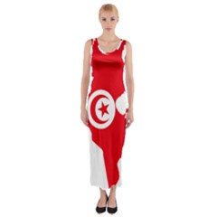 Tunisia Flag Map Geography Outline Fitted Maxi Dress
