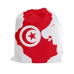 Tunisia Flag Map Geography Outline Drawstring Pouch (XXL)