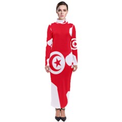 Tunisia Flag Map Geography Outline Turtleneck Maxi Dress