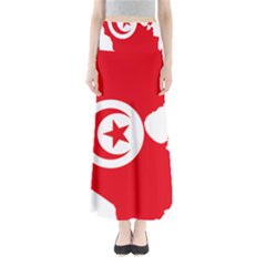 Tunisia Flag Map Geography Outline Full Length Maxi Skirt
