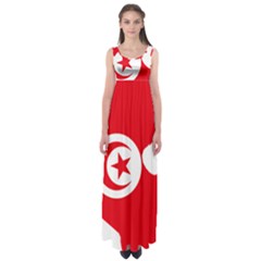 Tunisia Flag Map Geography Outline Empire Waist Maxi Dress by Sapixe