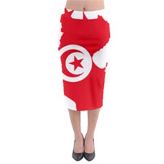 Tunisia Flag Map Geography Outline Midi Pencil Skirt by Sapixe