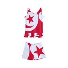 Tunisia Flag Map Geography Outline Kids  Boyleg Swimsuit by Sapixe