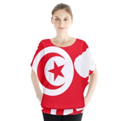 Tunisia Flag Map Geography Outline Batwing Chiffon Blouse