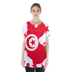 Tunisia Flag Map Geography Outline Skirt Hem Sports Top