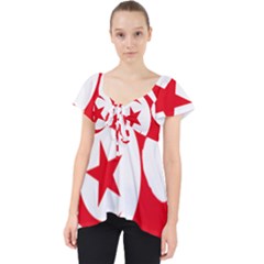 Tunisia Flag Map Geography Outline Lace Front Dolly Top by Sapixe