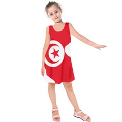 Tunisia Flag Map Geography Outline Kids  Sleeveless Dress by Sapixe