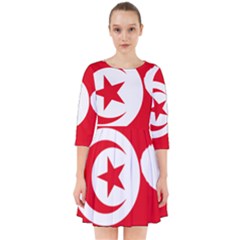 Tunisia Flag Map Geography Outline Smock Dress