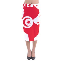 Tunisia Flag Map Geography Outline Velvet Midi Pencil Skirt
