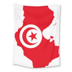 Tunisia Flag Map Geography Outline Medium Tapestry by Sapixe