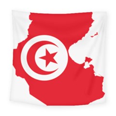 Tunisia Flag Map Geography Outline Square Tapestry (Large)