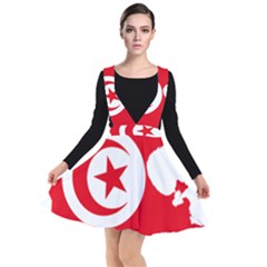 Tunisia Flag Map Geography Outline Plunge Pinafore Dress by Sapixe