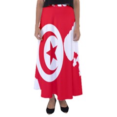 Tunisia Flag Map Geography Outline Flared Maxi Skirt by Sapixe
