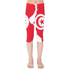 Tunisia Flag Map Geography Outline Kids  Capri Leggings  by Sapixe
