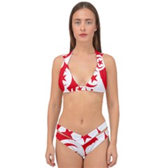 Tunisia Flag Map Geography Outline Double Strap Halter Bikini Set