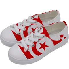Tunisia Flag Map Geography Outline Kids  Low Top Canvas Sneakers