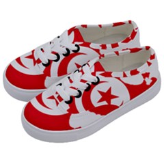 Tunisia Flag Map Geography Outline Kids  Classic Low Top Sneakers by Sapixe