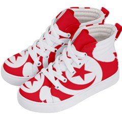 Tunisia Flag Map Geography Outline Kids  Hi-Top Skate Sneakers