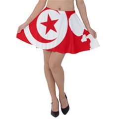 Tunisia Flag Map Geography Outline Velvet Skater Skirt