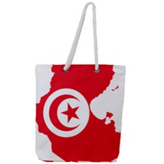 Tunisia Flag Map Geography Outline Full Print Rope Handle Tote (Large)